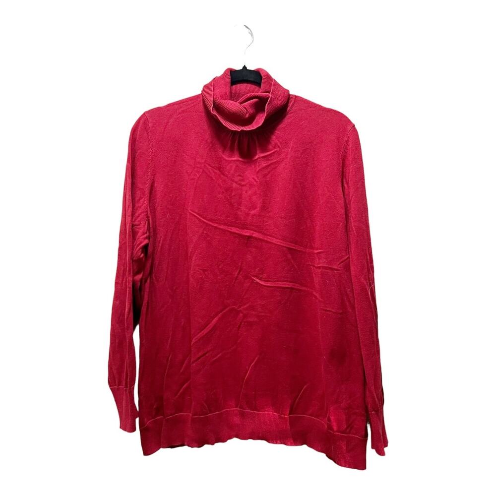 Talbots Women Pima Cotton Red Turtleneck Sweater Plus Size 3X